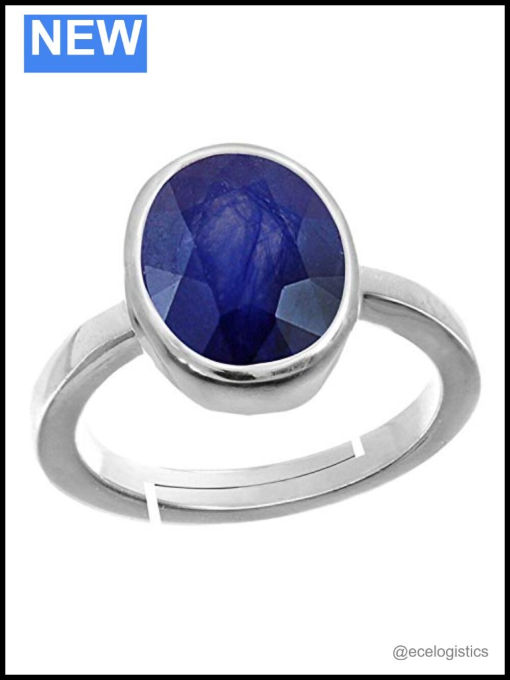 5.56 Ct Blue Sapphire 925 Sterling Silver Adjustable Engagement Ring